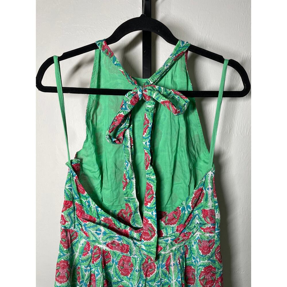 NEW Banjanan Capri Maxi Dress Women XL Green Jade Botanical Halter Garden Party - Picture 11 of 13